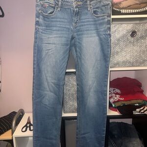 Hollister Blue Straight Leg Jeans with Subtle Fading